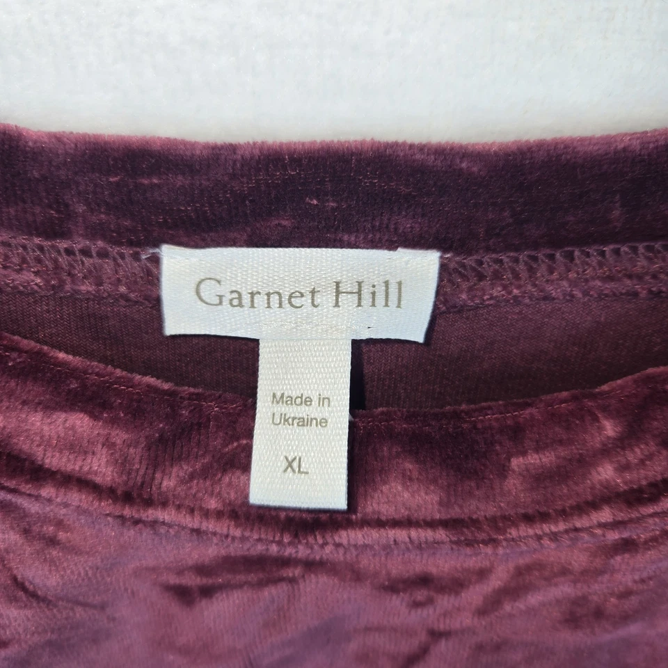Garnet Hill Womens Velour Pullover Long Dolman Sleeve Crew Neck Top XL Purple - Image 3 of 4