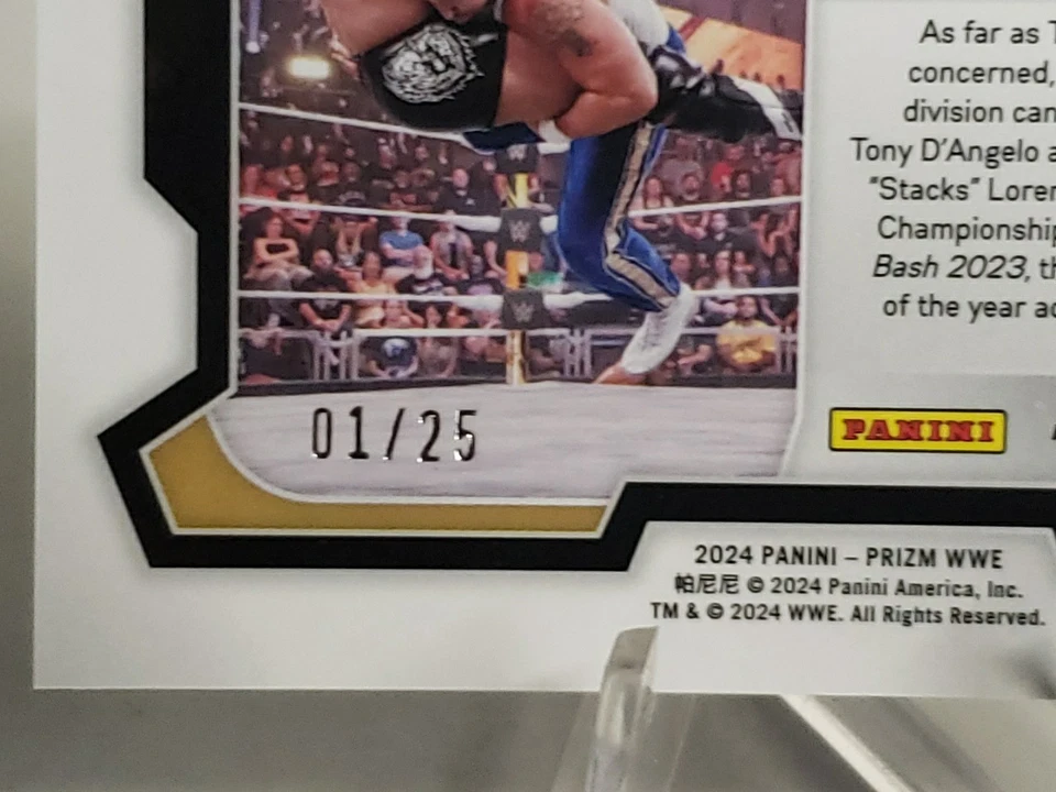2024 Panini Prizm WWE Tony D'Angelo Blue Disco Prizm 01/25 SSP Under Card  - Image 3 of 3