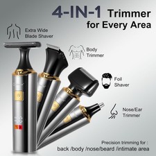 Electric Mens Back Shaver Body Trimmer Hair Groomer 4 in 1 Kit with Extendable A