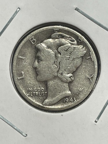 1943 P - Silver Winged (Mercury) Dime - a circulated silver dime