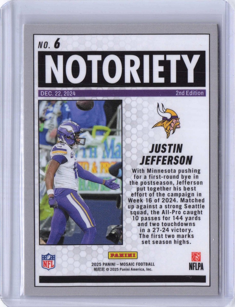 2025 Panini Mosaic #6 Justin Jefferson Notoriety | eBay