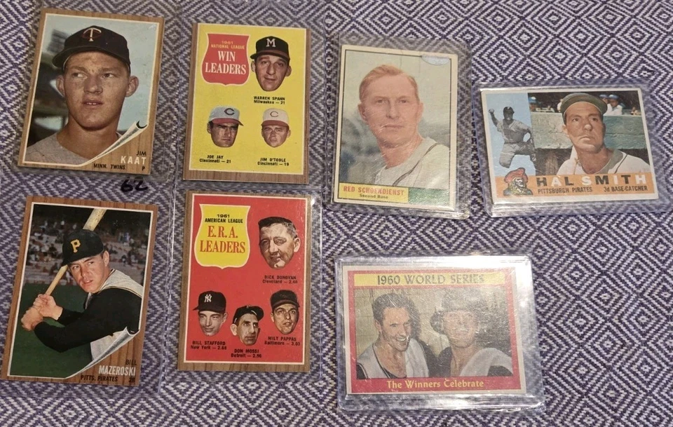 LOTE DE 11 TARJETAS DE BÉISBOL VINTAGE (5) ESTÁN CLASIFICADAS. KAAT, MAZEROSKI, SCHOENDIENST  Foto 3 de 4