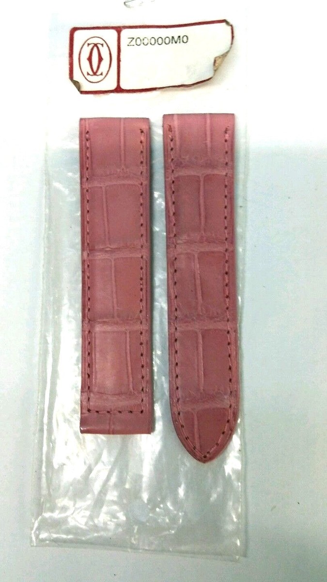 Authentic Cartier Pink Alligator Watch Strap with Stainless Steel Buckle Authentic Cartier Pink Alligator Watch Strap Band 16mm  main image 2