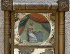 Antique 19th Century Federal Mirror Reverse Painting Glass Panel Woman Folk Art