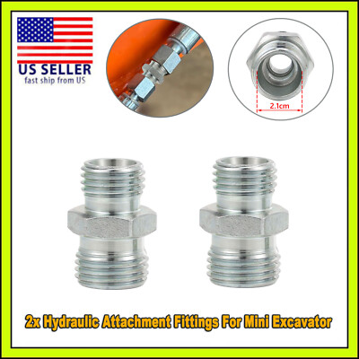 Pair Hydraulic Attachment Fitting Adapters For Mini Excavator #115757 M14 - M16