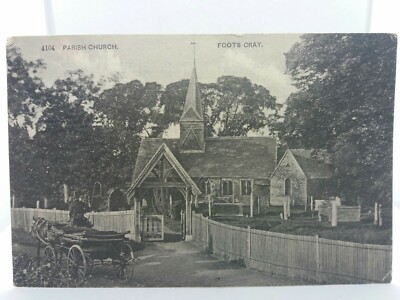 AK Pferdekutsche & Fahrer warten an Pfarrkirche Fußkray 1906