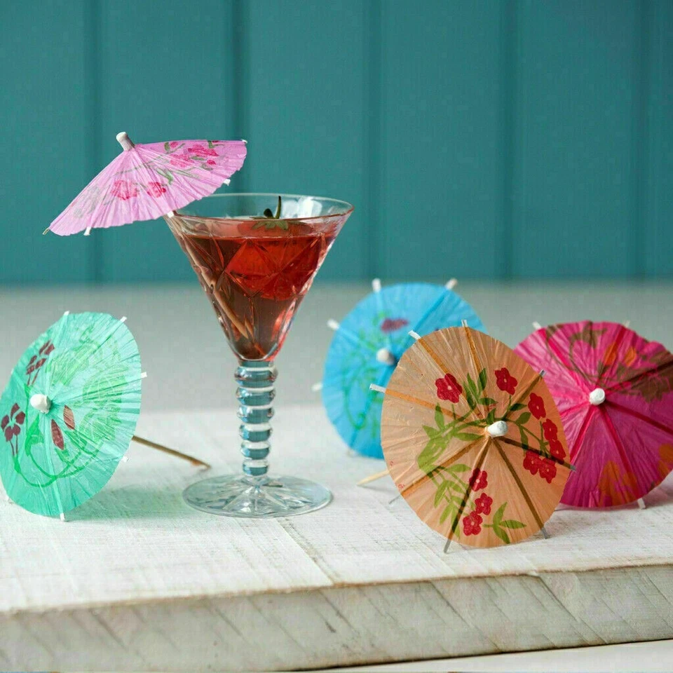 20x Cocktail Umbrellas Bamboo Sticks Birthday Wedding Party Drinks Decoration UK - Image 2 of 3