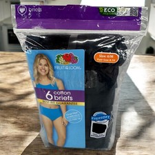 Fruit Of The Loom Eversoft Cotton Briefs Women Size 6 Medium Black 6 Pairs