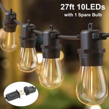 27Ft S14 LED Outdoor String Lights Connectable Hanging Garden Patio Light IP65