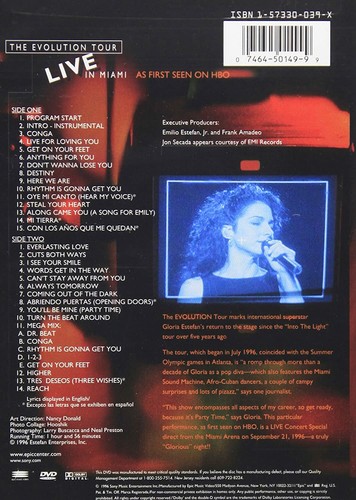 LIKE NEW DVD Gloria Estefan: Live in Miami - The Evolution Tour 1997 Sony Legacy - Picture 2 of 2