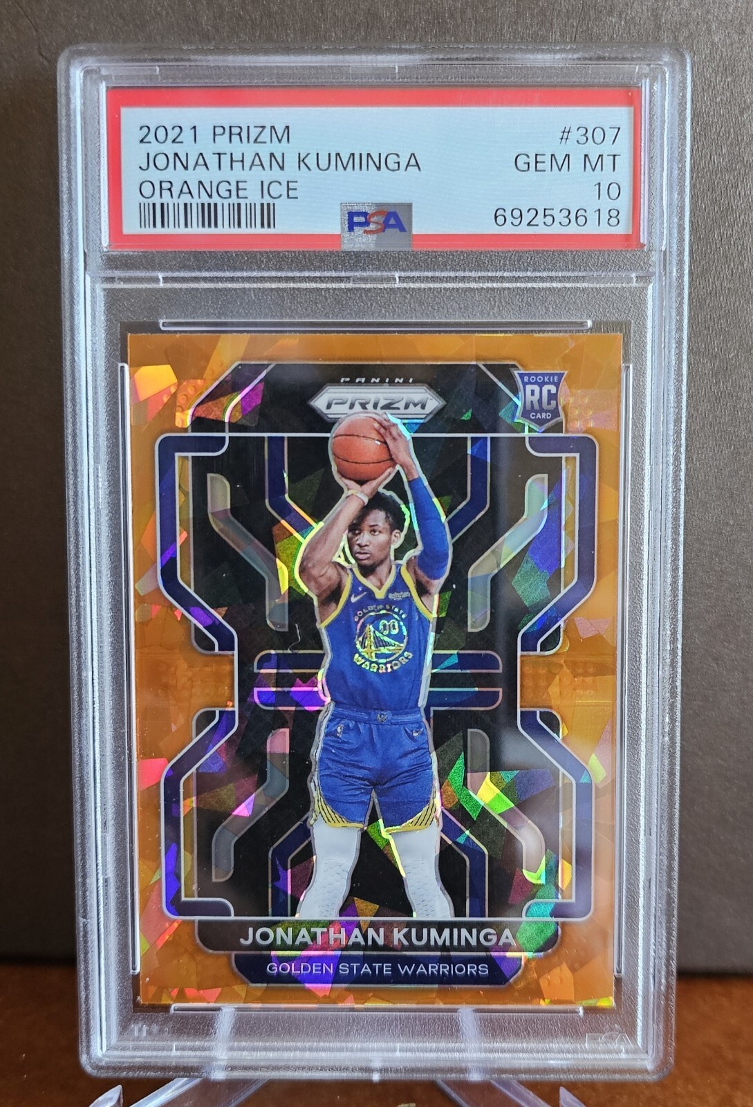 2021 Panini Prizm Jonathan Kuminga Orange Ice RC #307 PSA 10 Rookie Warriors