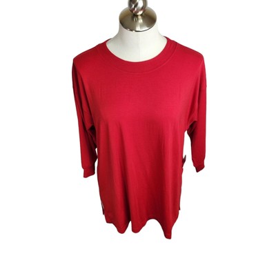 Athleta NWT Tranquility Top Women's Small Red Relaxed 3/4 Sleeve Active
