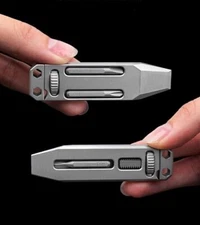Mini Titanium Multi Tools Adjustable Wrench Pocket EDC Pry Bar Crowbar with Bits