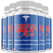(5 Pack) Herbal Virility Max Men Pills for Male Support & Energy (300 Capsules)