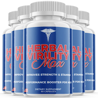 (5 Pack) Herbal Virility Max Men Pills for Male Support & Energy (300 Capsules) 