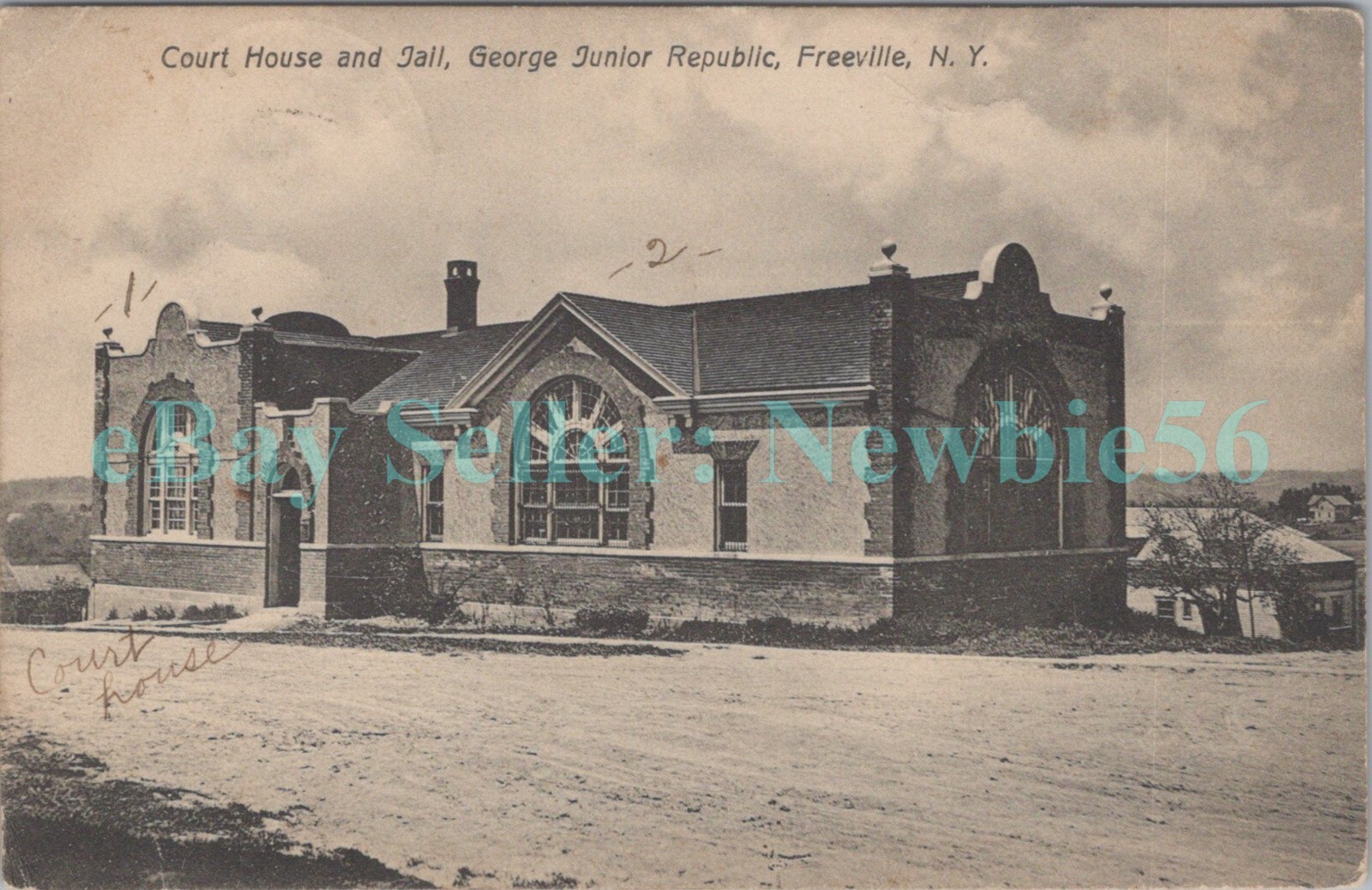 Freeville NY COURT HOUSE & JAIL JUNIOR REPUBLIC Postcard