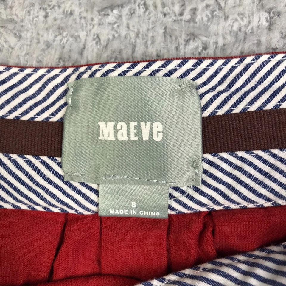 Falda de pana sin esfuerzo Maeve Anthropologie para mujer 8 bolsillos de parche plisados rojos Foto 2 de 4