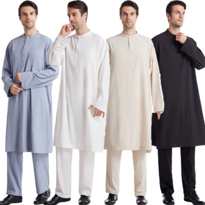 Muslim Saudi Men Kaftan Islam Women Abaya Jubba Thoub Thobe Dishdasha Long Robe