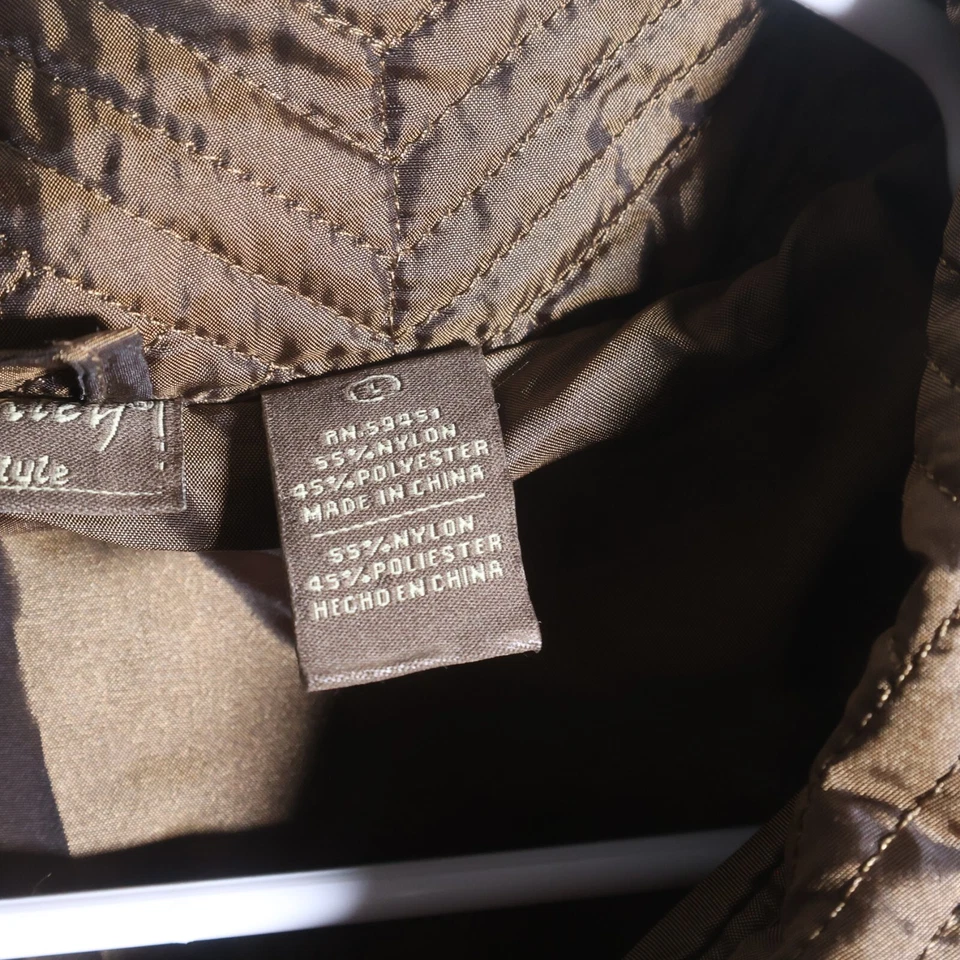 Jane Ashley коричневый стеганый пальто куртка с регулируемой талией Sz L - Изображение 3 из 4