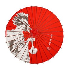 Classic Asian Art 43" Paper Parasol Umbrella w/ Geisha Print for Costume, Events