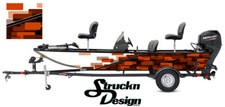 Orange White Overlapping Rounded Rectangles Bass Boat Decal Wrap USA Vinyl