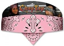 Pink Cross Rhinestones Paisley Chop Top Bandanna Head Wrap Sweatband Headband
