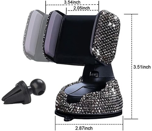 Universal Rhinestone Bling Car Stand Phone Holder Car Windshield Dashboard Mount - Photo 15 sur 24