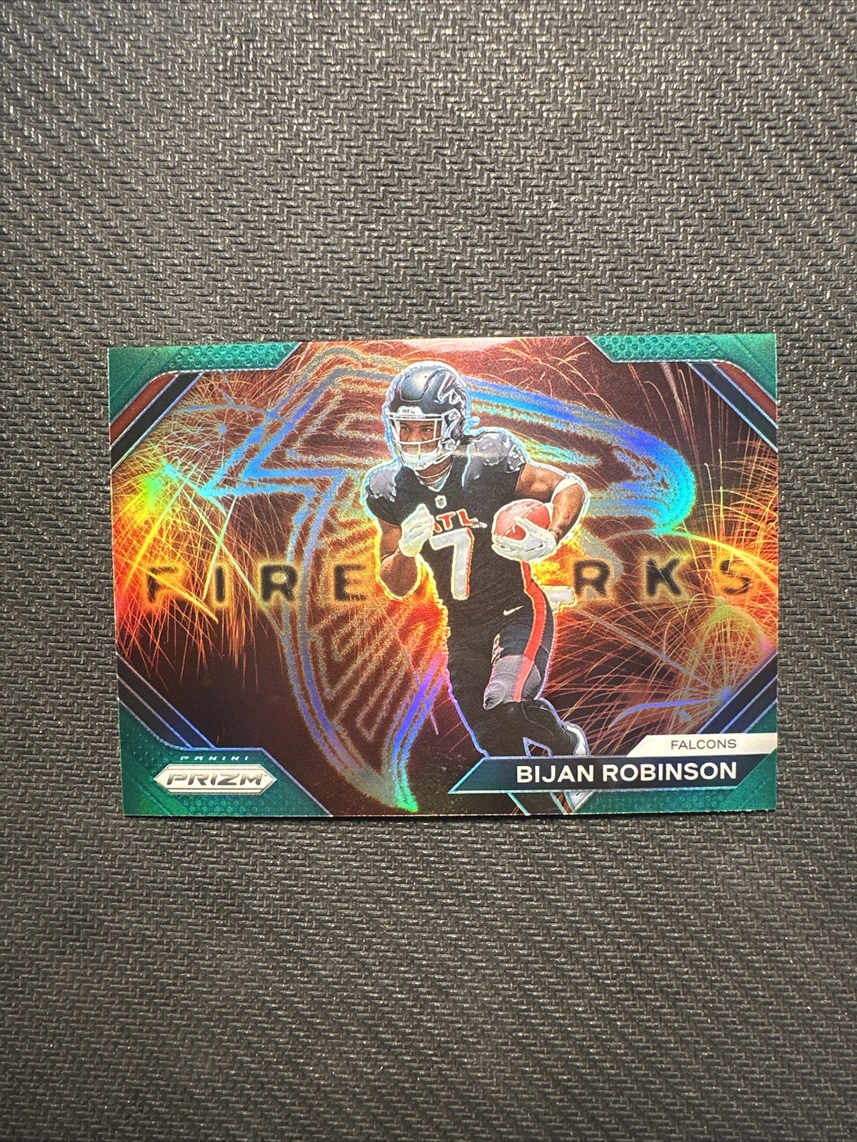 2023 Panini Prizm Bijan Robinson Fireworks Prizms Green RC Rookie#F-24 Falcons