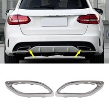 For Mercedes Benz C-Class W205 AMG-Line 2pcs Chrome Tail Exhaust Tip Bezel Trims