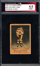 1951-52 Parkhurst Hockey #20 Victor Lynn Rookie KSA 4.5 VG-EX + Boston Bruins RC