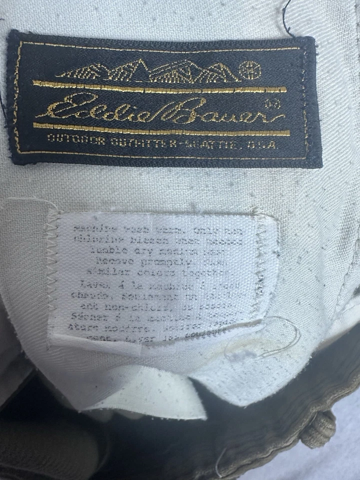 De Colección Eddie Bauer Pantalón Ancho Pana Gale Para Hombres 34x30 Verde Oliva Marrón Desteñido al Sol Foto 4 de 4