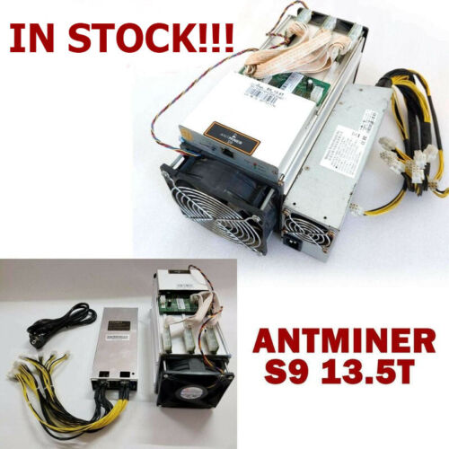 BTC Miner AntMiner S9 13.5T With BITMAIN Power Supply Bitcoin Miner IN STOCK US - Picture 1 of 9