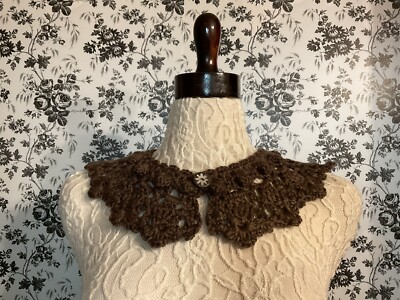 Removable Vintage Victorian Style Collar Handmade Crochet Chocolate Color New