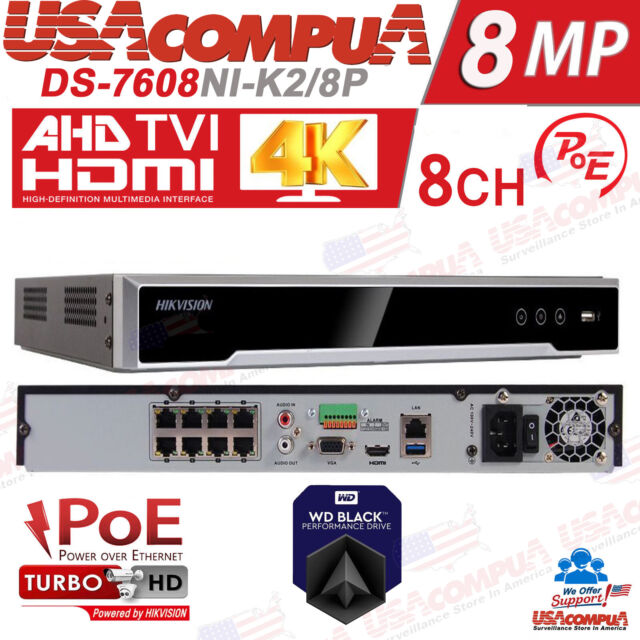 Hikvision 8CH NVR 8Ch PoE 8MP 4K H.265+ 4K DS-7608NI-K2/8P (OPTIONHAL HARD DISK)