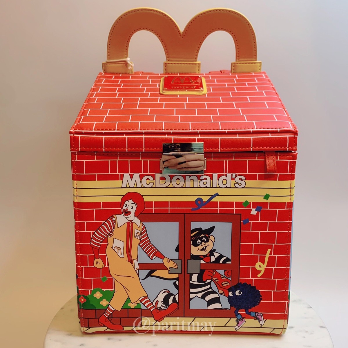 happy meal mini backpack McDonald's Fry Guys Triple Pocket Mini-Backpack On the front Loungefly McDonald's Red Happy Meal