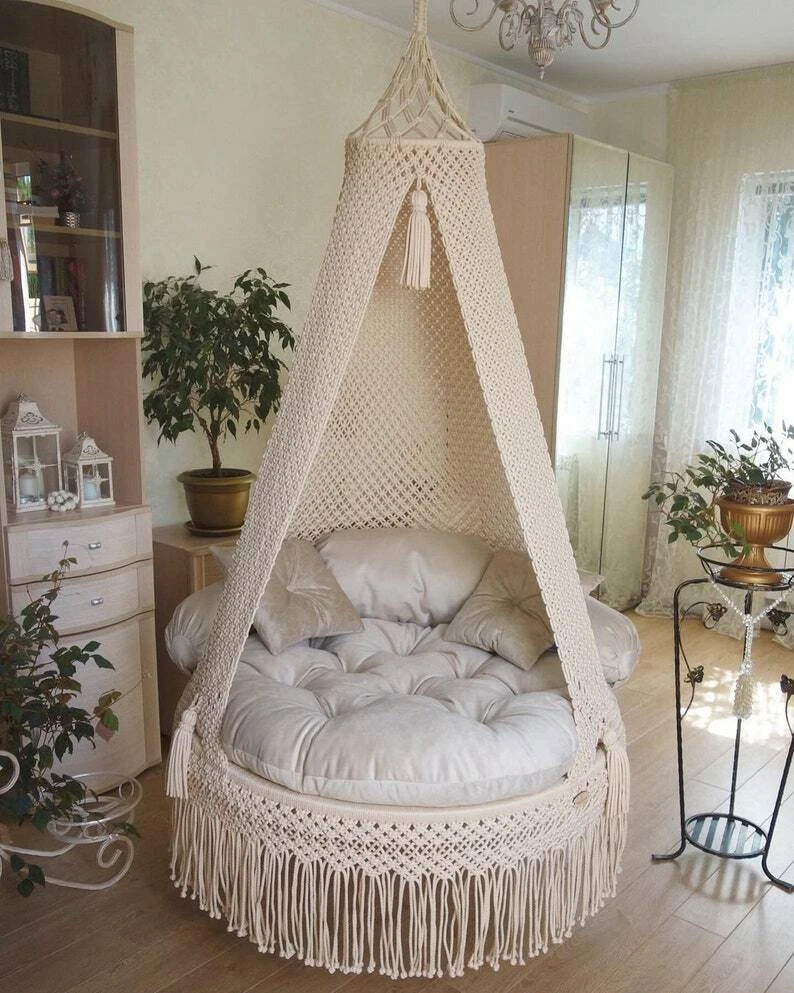 Macrame Swing Swing Bed indoor Hammock Chair Hanging Hammock Swing Set