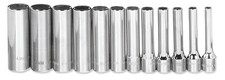 12pc 4 - 14mm 14 Drive 6 Point Deep Chrome Clip Rail Socket Set Williams Usa