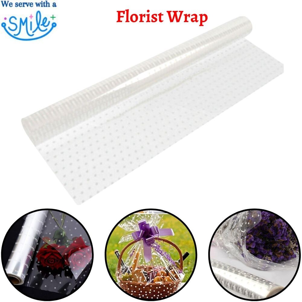 Cellophane Florist Wrap 100 M X 80 Cm Plain Clear Gift Roll Film Wrap
