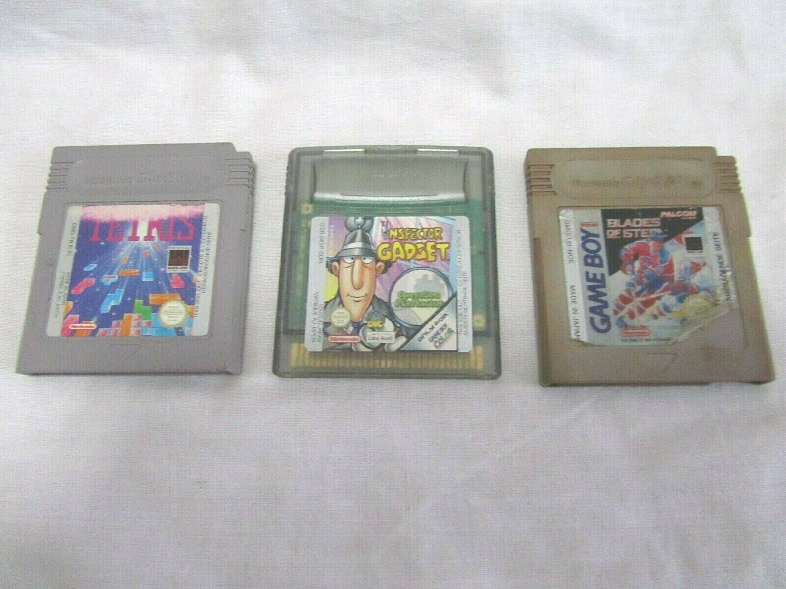 3X Nintendo GameBoy Games: Tetris + Inspector Gadget + Blades Of Steel