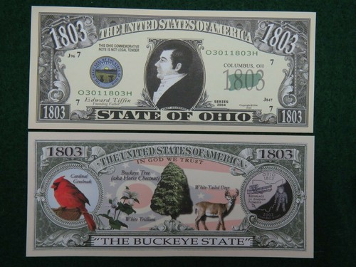 State of OHIO Founded 1803 - Buckeye Tree ~ $1,000,000 One Million Dollar Bill - Picture 2 of 2