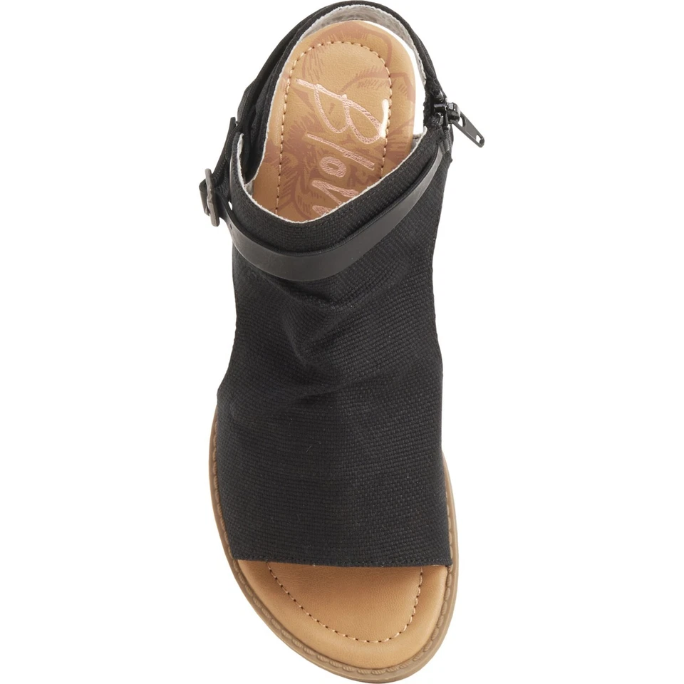 Sandalias Blowfish para mujer talla 8 negras de lona holgadas con capucha cremallera lateral punta abierta Foto 4 de 4