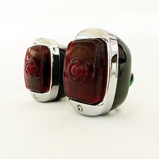1 Pair 1937-38 Chevy Tail Lights Black With Chrome Bezels- Lh Rh