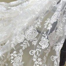 Embroidery Rose Floral Wedding Dress Fabric Blossom Lace Formal Dress Fabric