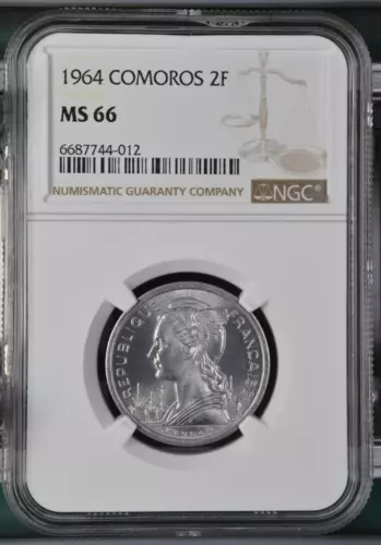 Comoros 2 Francs 1964 NGC MS 66