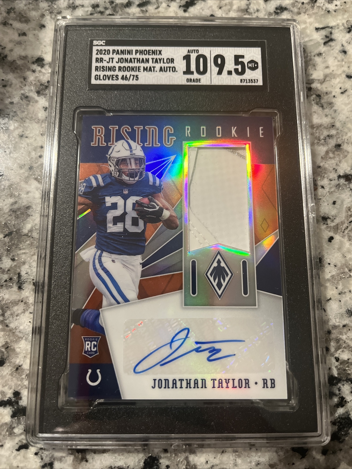 Jonathan Taylor Panini Phoenix Rising Rookie Material Signatures #RRJT Gloves