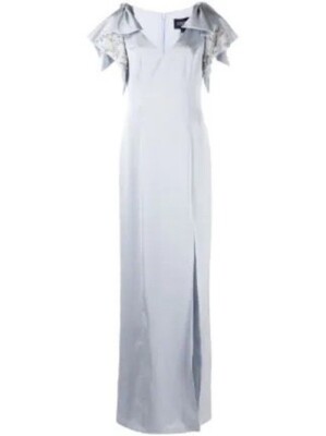 Marchesa Notte Blue Bow Detail Princess Cut Dress US:4 MRSP