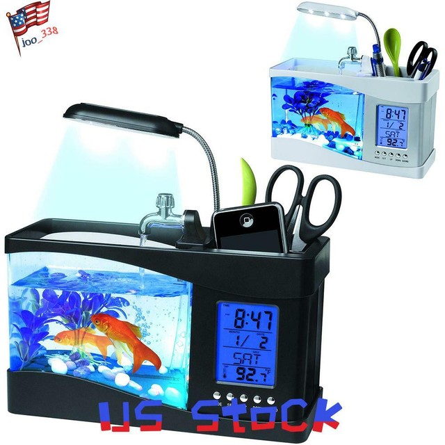 Desktop Aquarium Usb Or Battery Powered Lighted Fish Tank Office