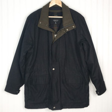 Claiborne Womens Jacket Coat Black Full Zip Hip Length Lined Microfiber M