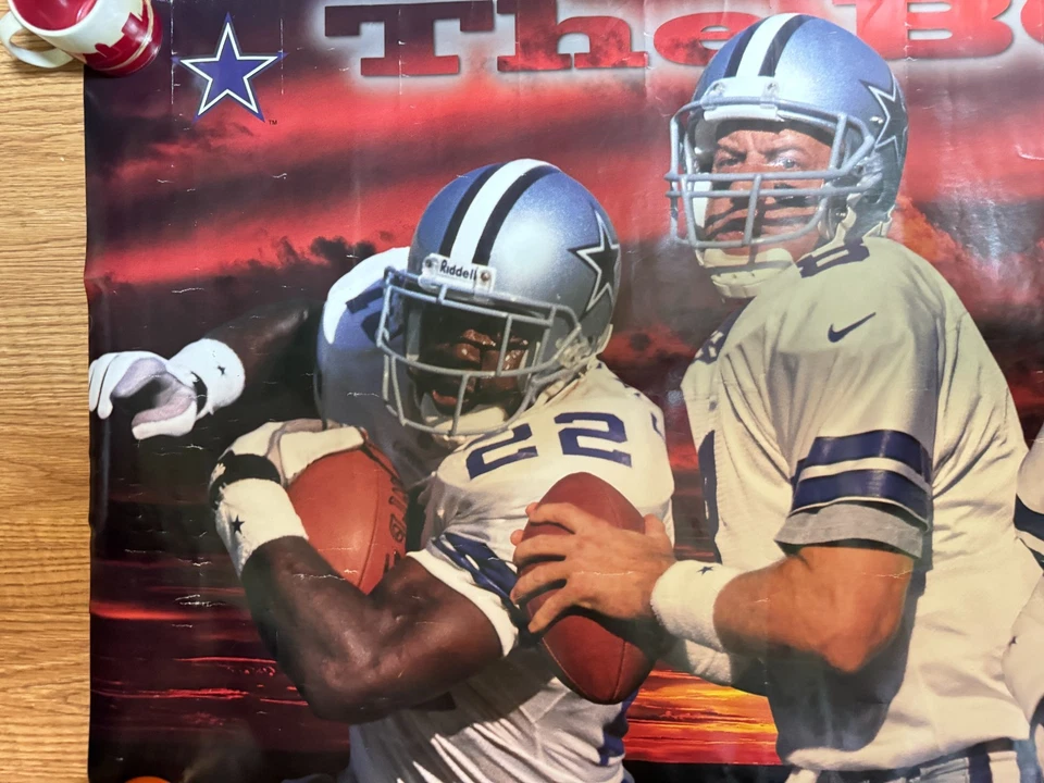 Póster vintage 1996 NFL Dallas Cowboys The Boys Emmitt Smith Troy Aikman Sanders Foto 2 de 4
