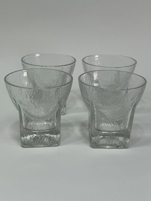 Libbey St Regis Set Of 4 Textured Pressed Clear Cocktail Glasses Barware MCM